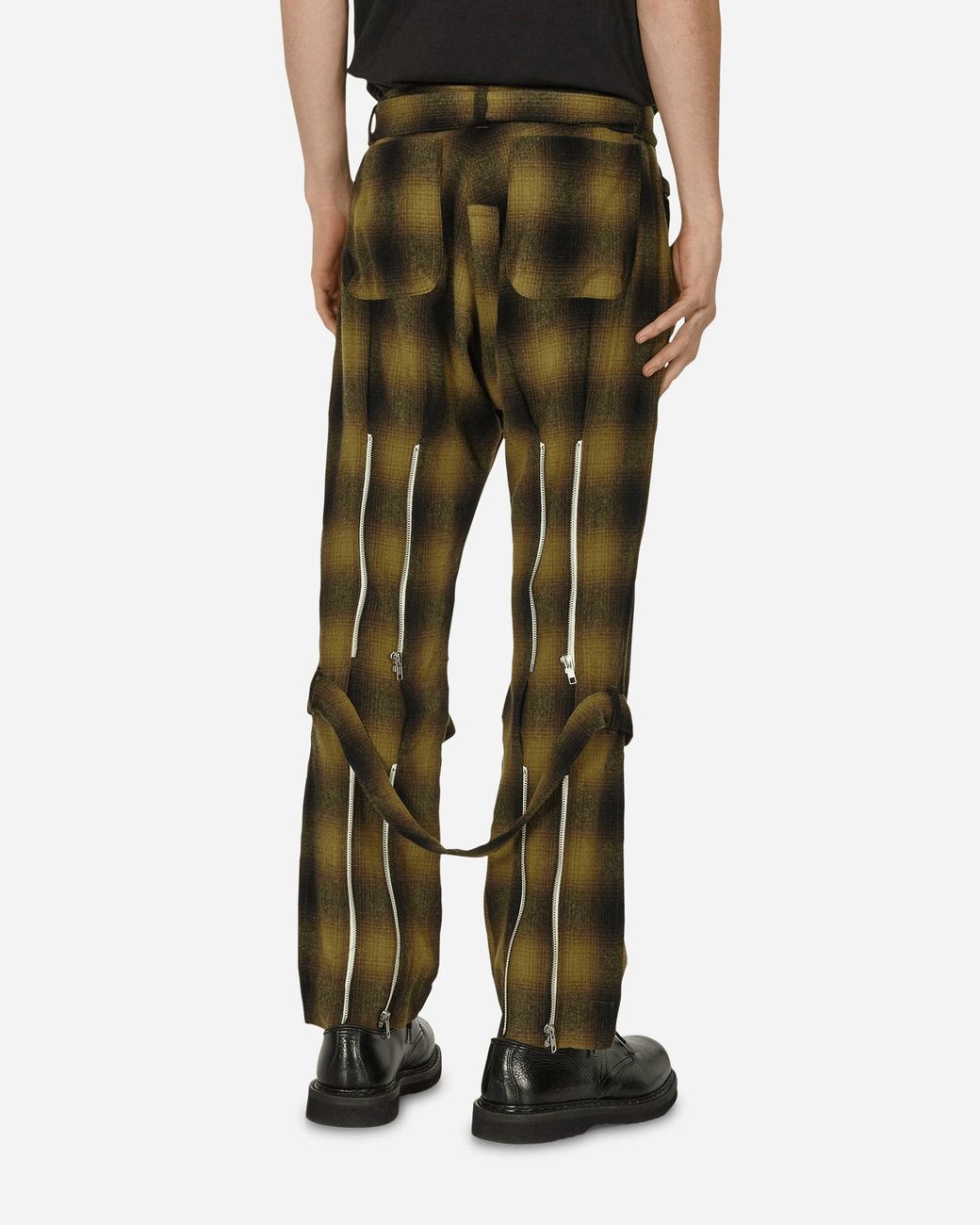 Phingerin Green Plaid Wool Ombre Bontage Pants for men