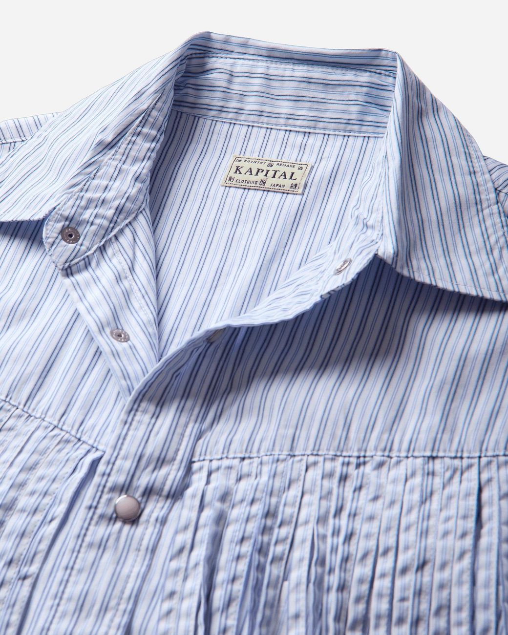 Kapital Blue Men S Cotton Stripe Fringed Husky Western Shirt Big Border for men