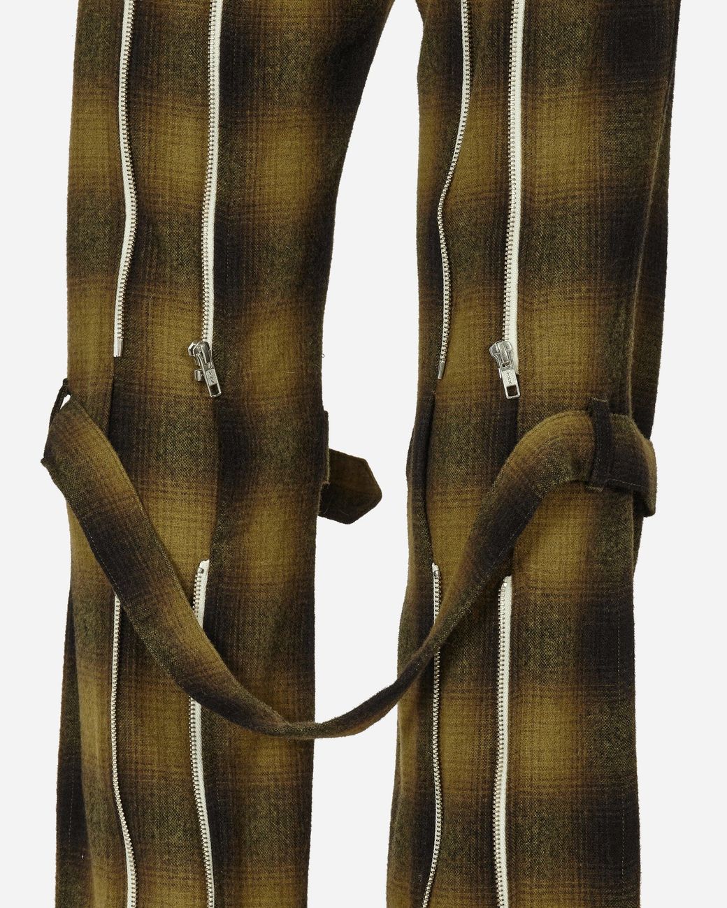 Phingerin Green Plaid Wool Ombre Bontage Pants for men