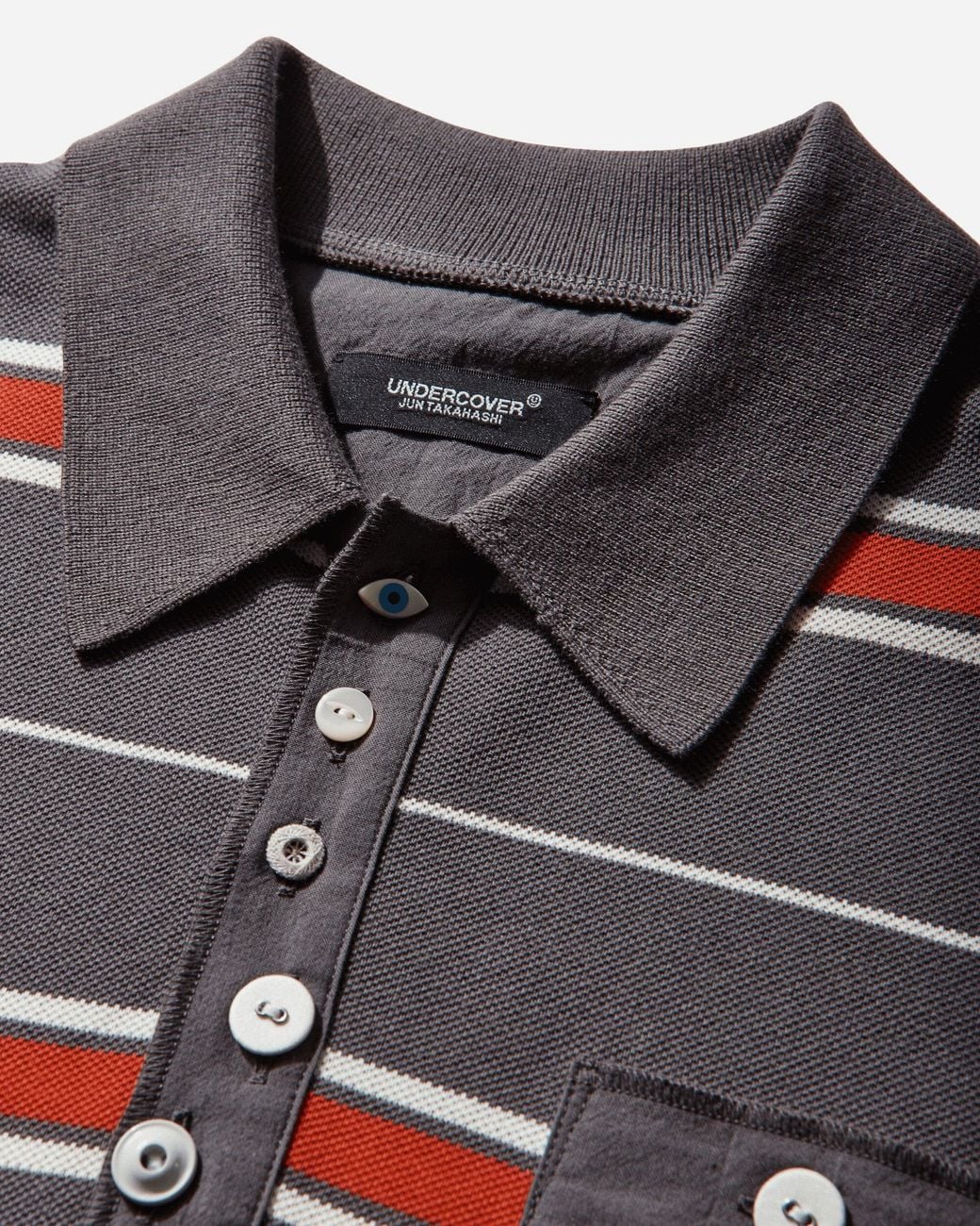 Undercover Gray S Striped Polo Shirt Border for men