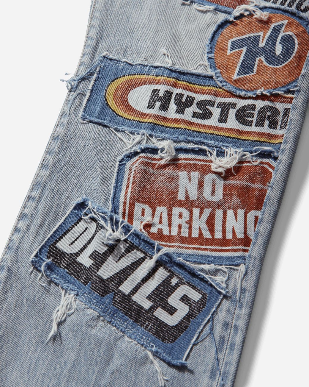 Hysteric Glamour Men S Dpc Processed Slim Straight Denim Pants Light Indigo Blue for men