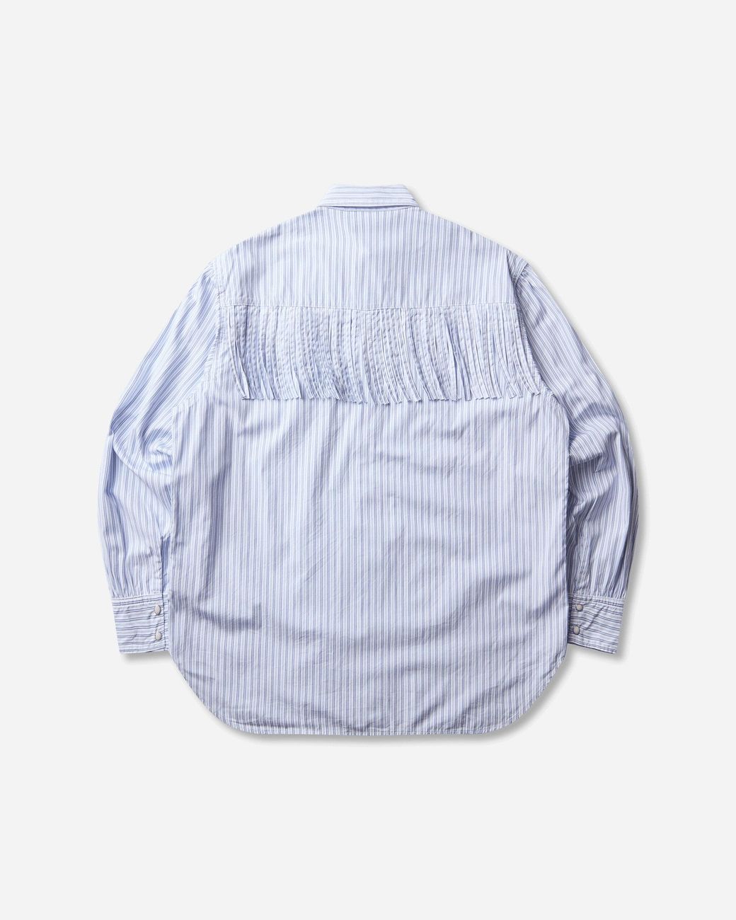 Kapital Blue Men S Cotton Stripe Fringed Husky Western Shirt Big Border for men