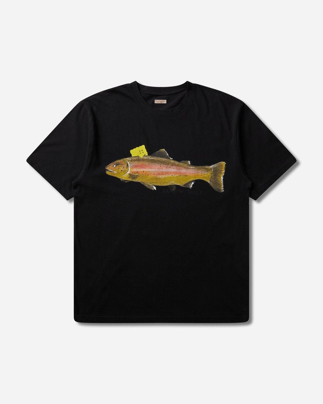 Kapital Black 20/-Jersey Crew T-Shirt (One Trout Peckish Rainbowy) for men