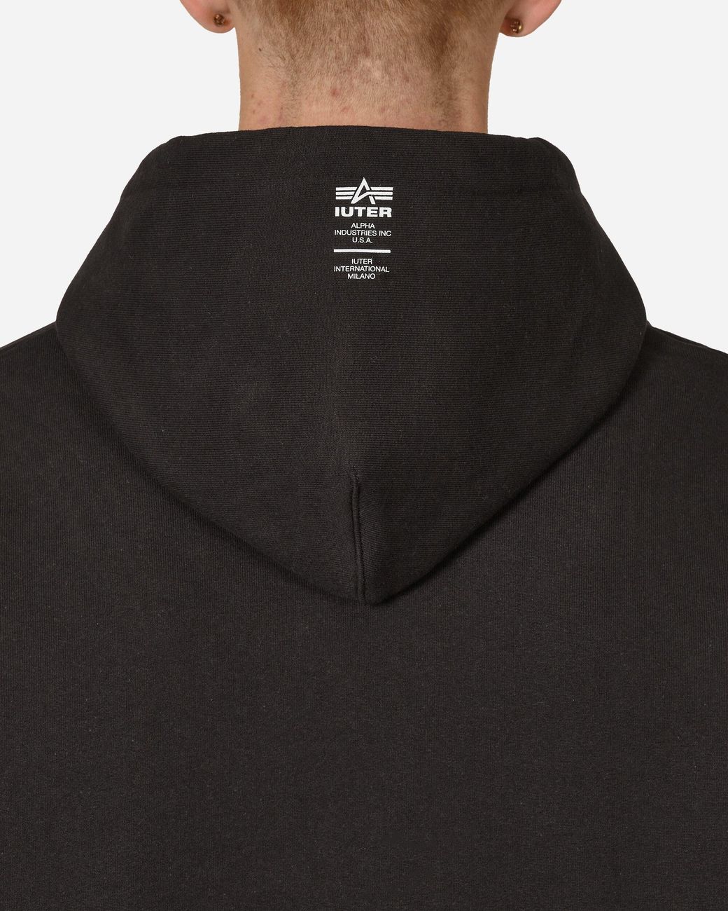 Iuter Black Alpha Industries Mat Hoodie for men