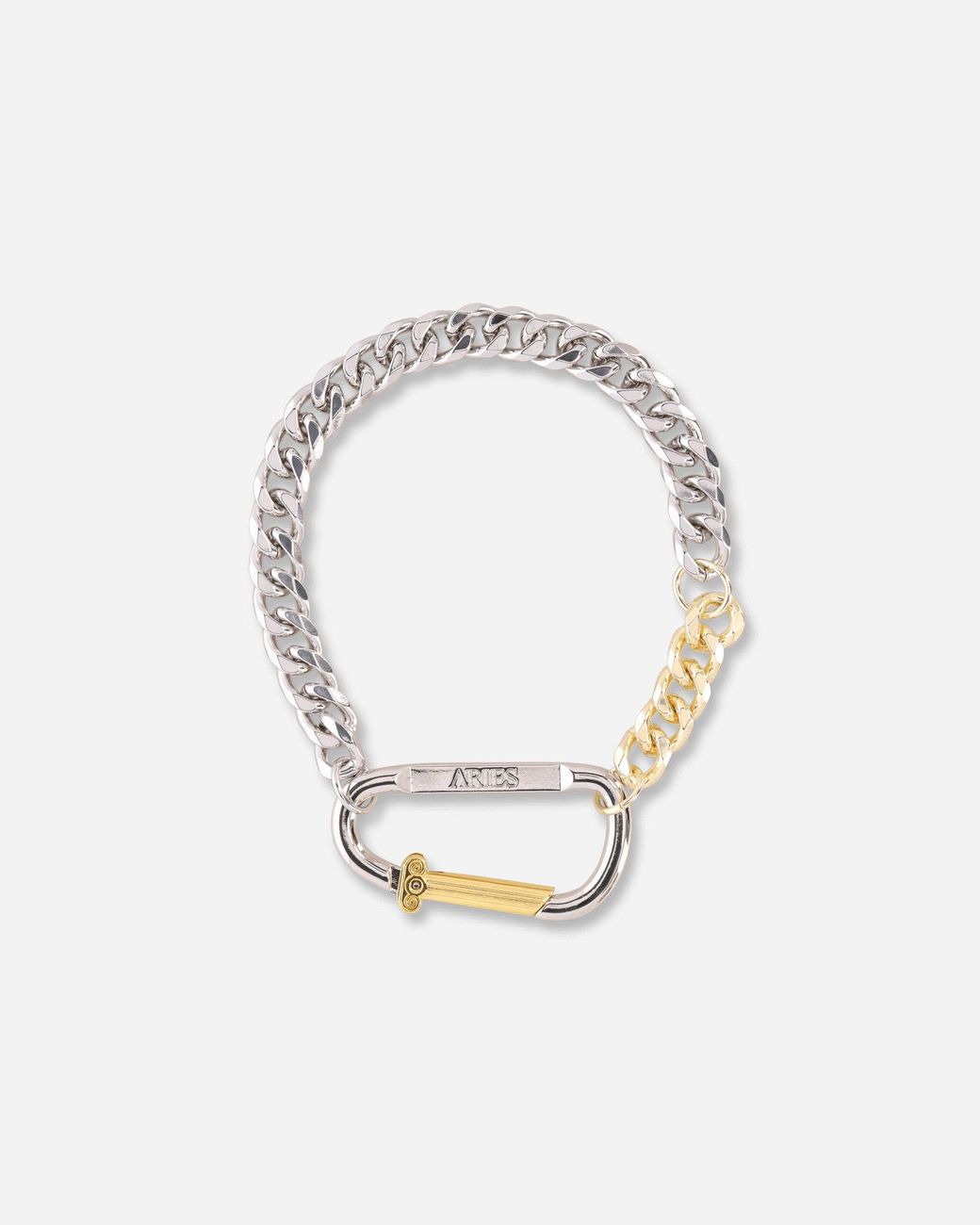 Aries Metallic Column Carabiner Necklace for men