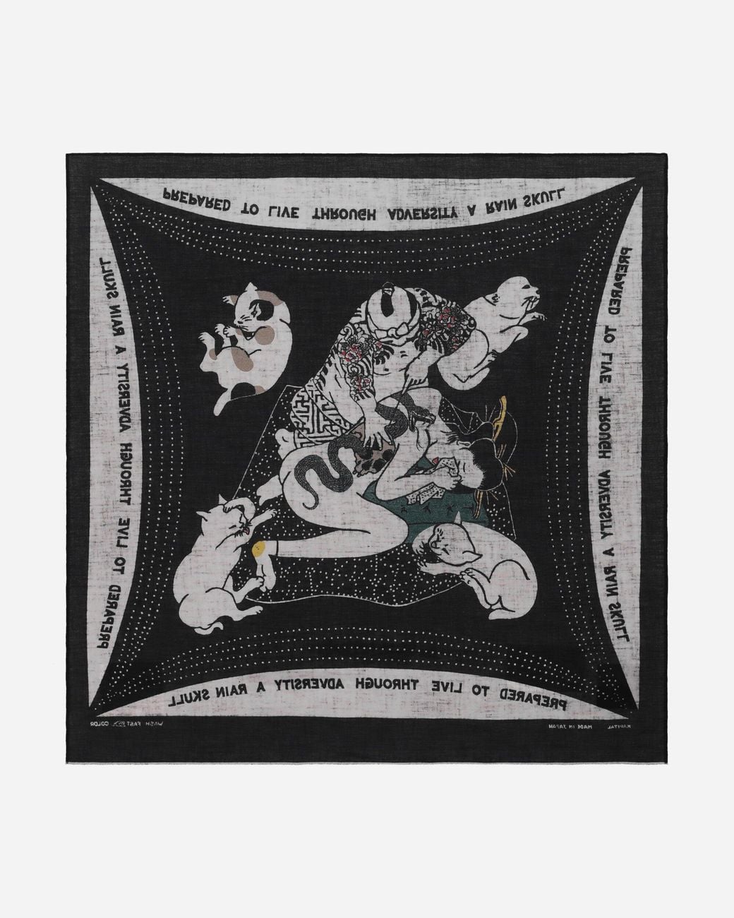 Kapital White Fastcolor Selvedge Bandana (Rainskull No No Cry) for men