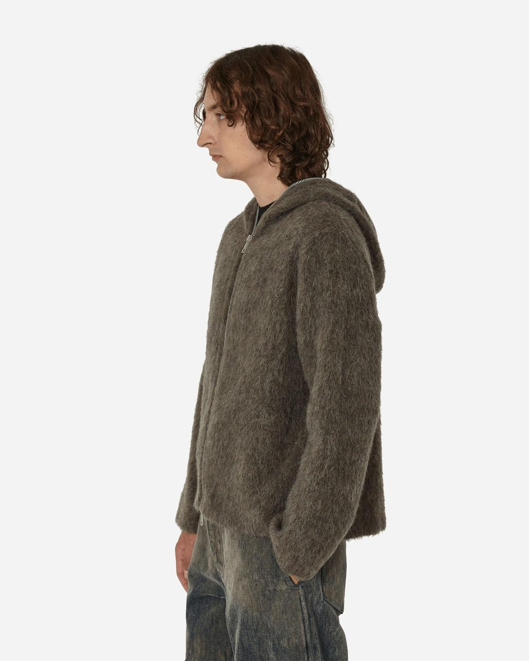 トップス OURLEGACY FULL ZIP HOODIE MOHAIR Our Legacy - Full Zip Hood Mole Grey Mohair