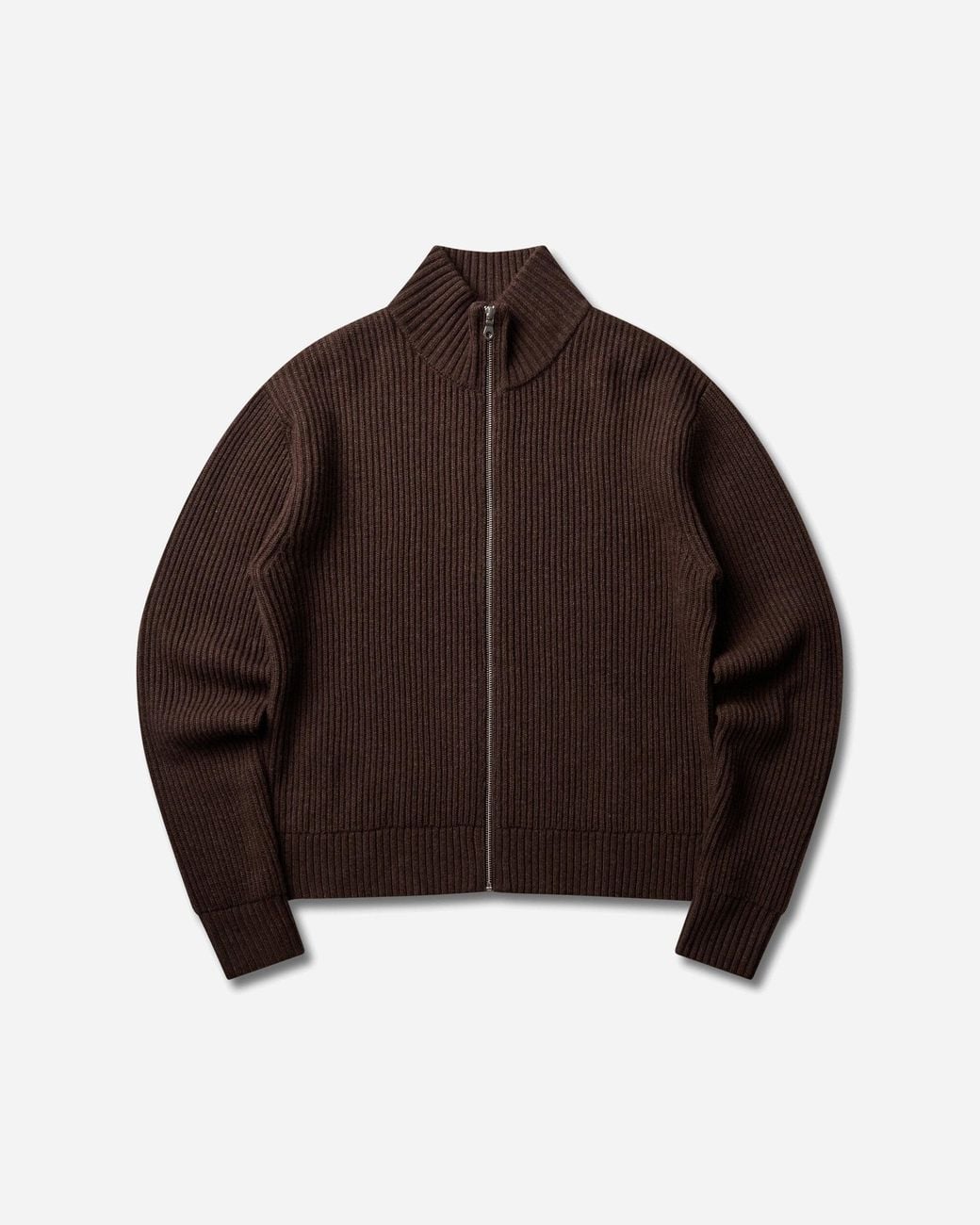 BERNER KUHL Brown Shrunk Full Zip Sweater Drained Bistre for men