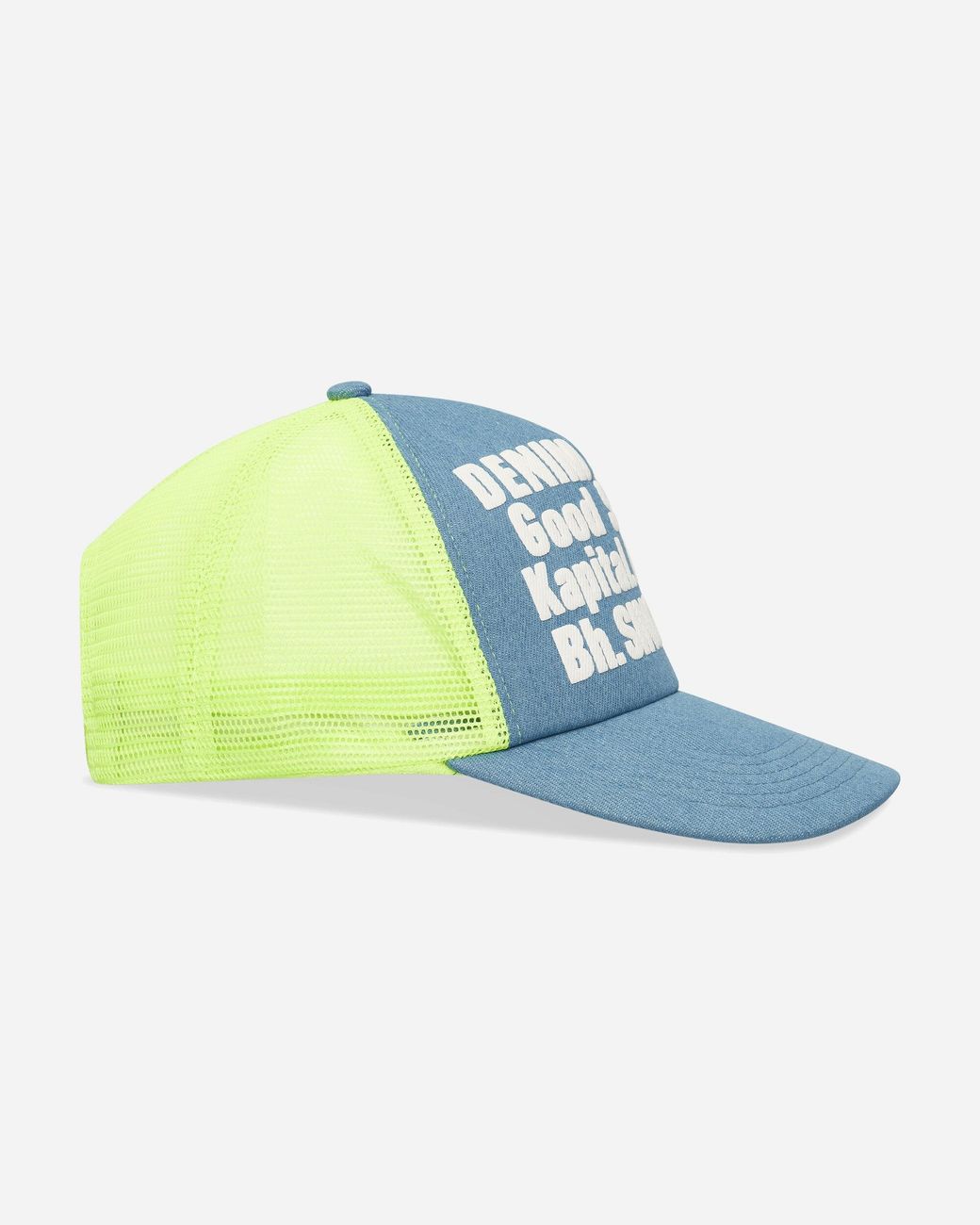 Kapital Blue Denim Repair Service Denim Track Cap Neon for men