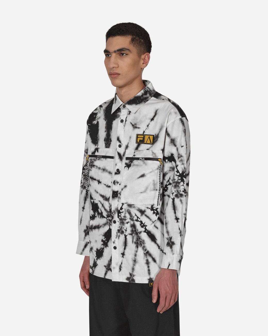Aries Gray Fila Tie Dye Longsleeve Shirt for men