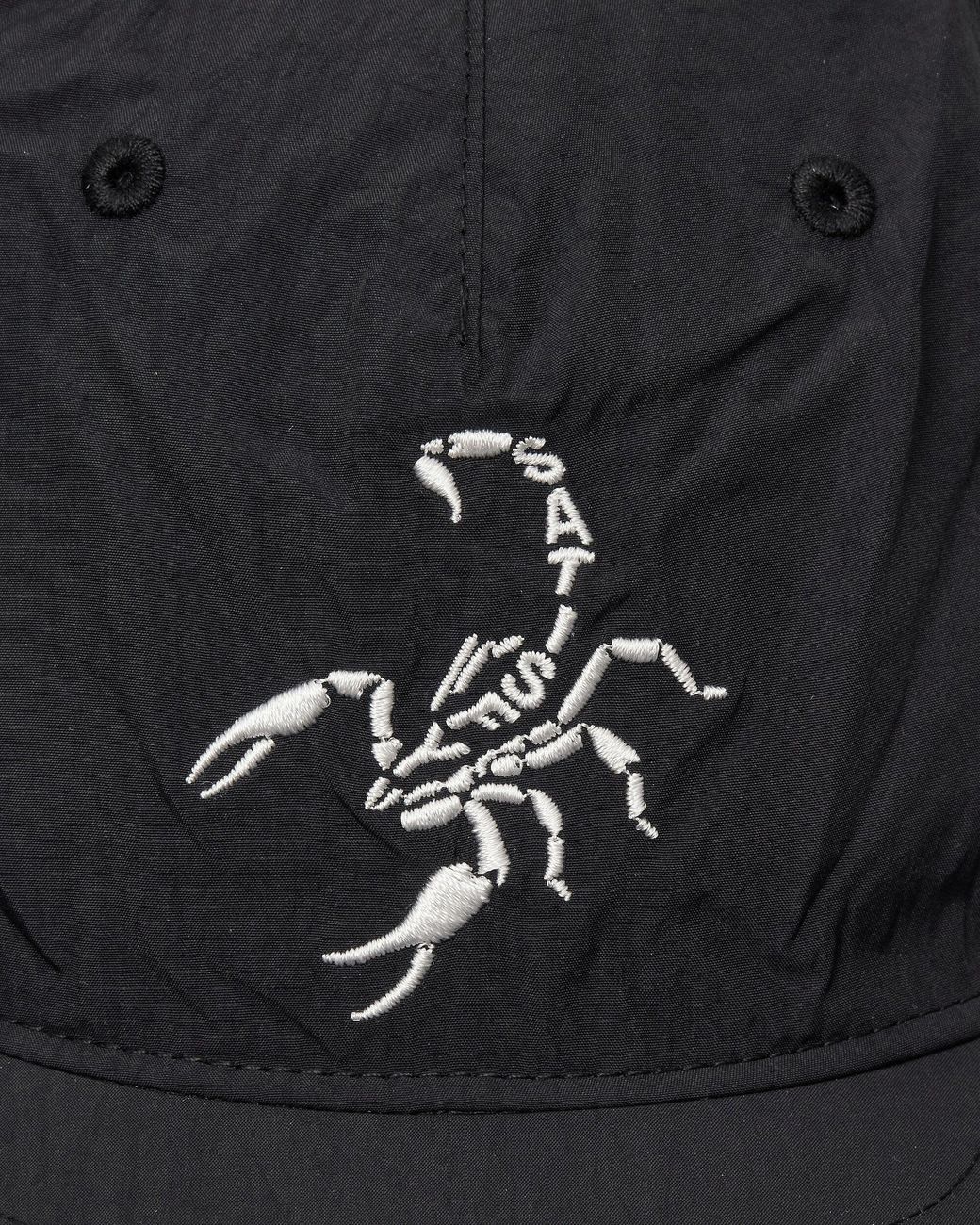 Satisfy Black Flitesilk 5‑Panel Pinch Cap Matte Scorpion for men