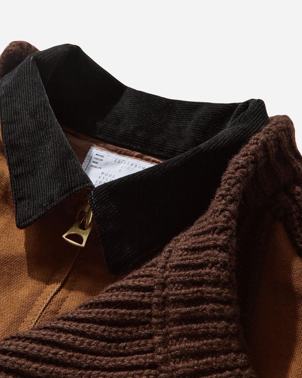 Sacai Men S Carhartt Wip Washed Duck X Wool Knit Blouson in Brown