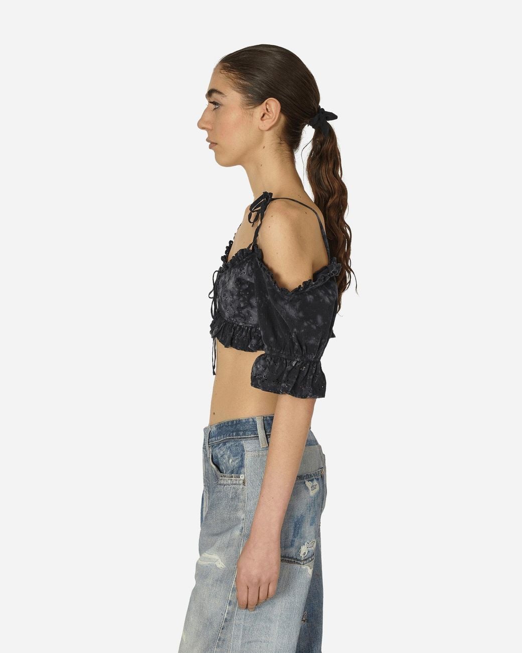 Guess Blue Dyed Sangallo Top Washed Out