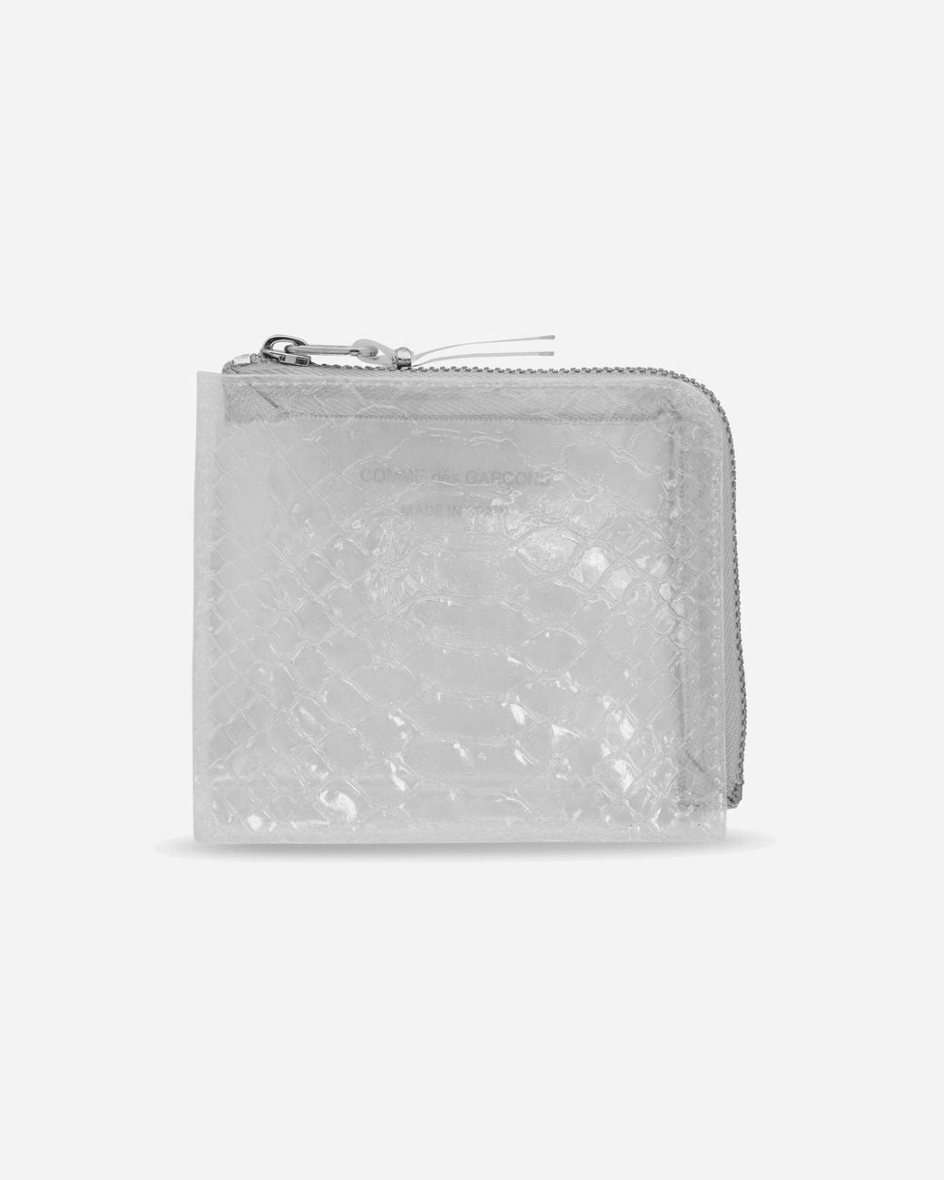 Comme des Garçons White Transparent Snake Zip Around Wallet Clear for men