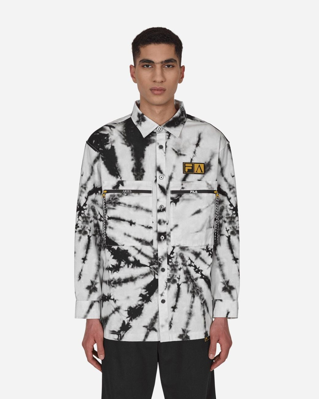 Aries Gray Fila Tie Dye Longsleeve Shirt for men