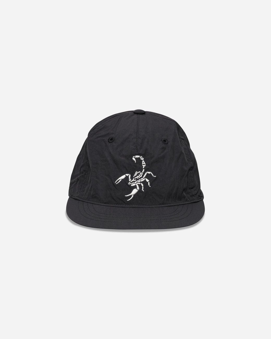 Satisfy Black Flitesilk 5‑Panel Pinch Cap Matte Scorpion for men