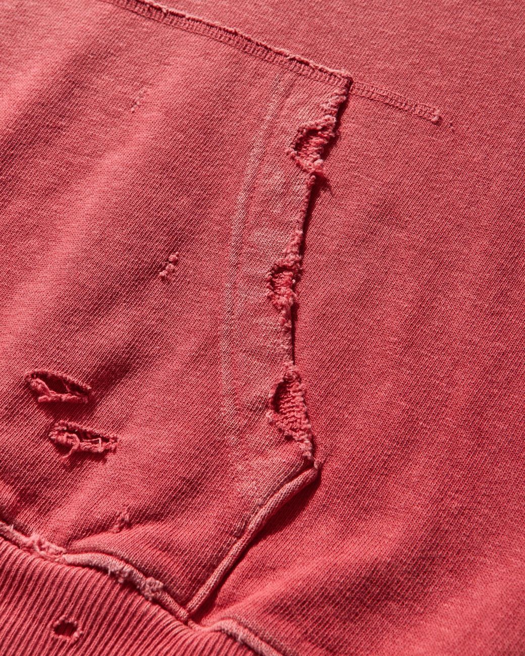 Kapital Red Men S Sweat Knit Thriller Damaged Hoodie (studs) for men