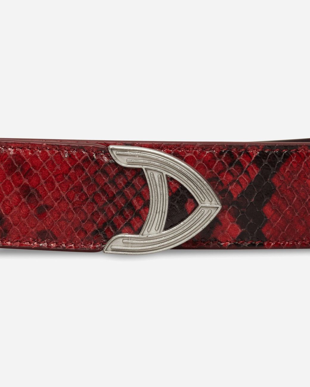 Aries White Snake Print Leather Mazzo Belt for men