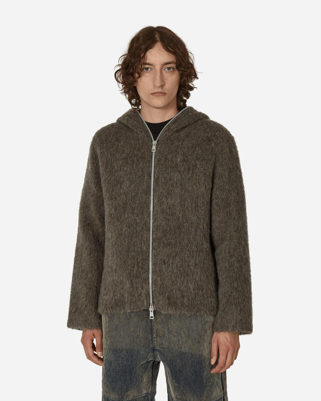 Our Legacy Mohair Full Zip Hoodie in Brown for Men | Lyst
