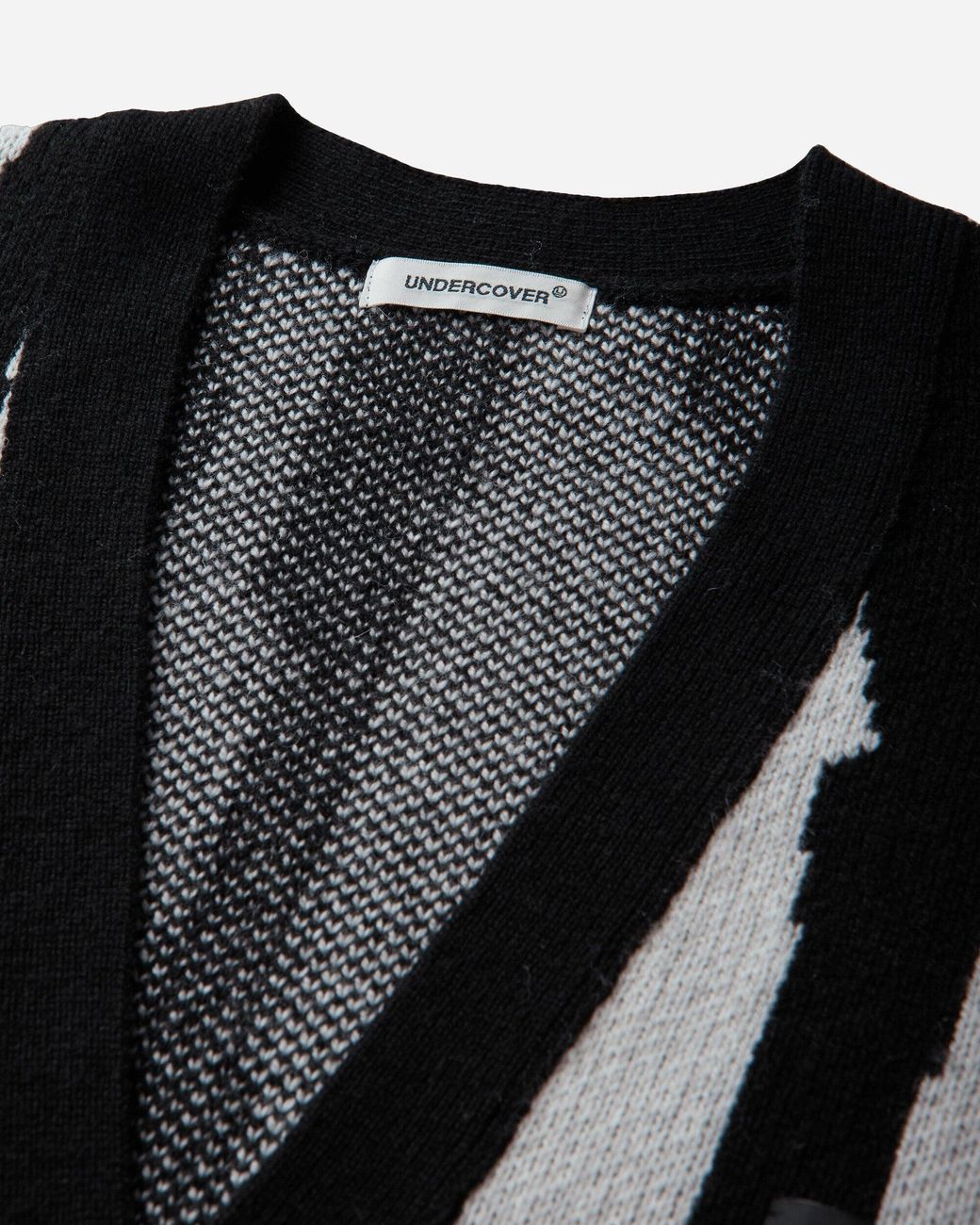 Undercover Men S Jacquard Wool Cardigan Black Stripe for men