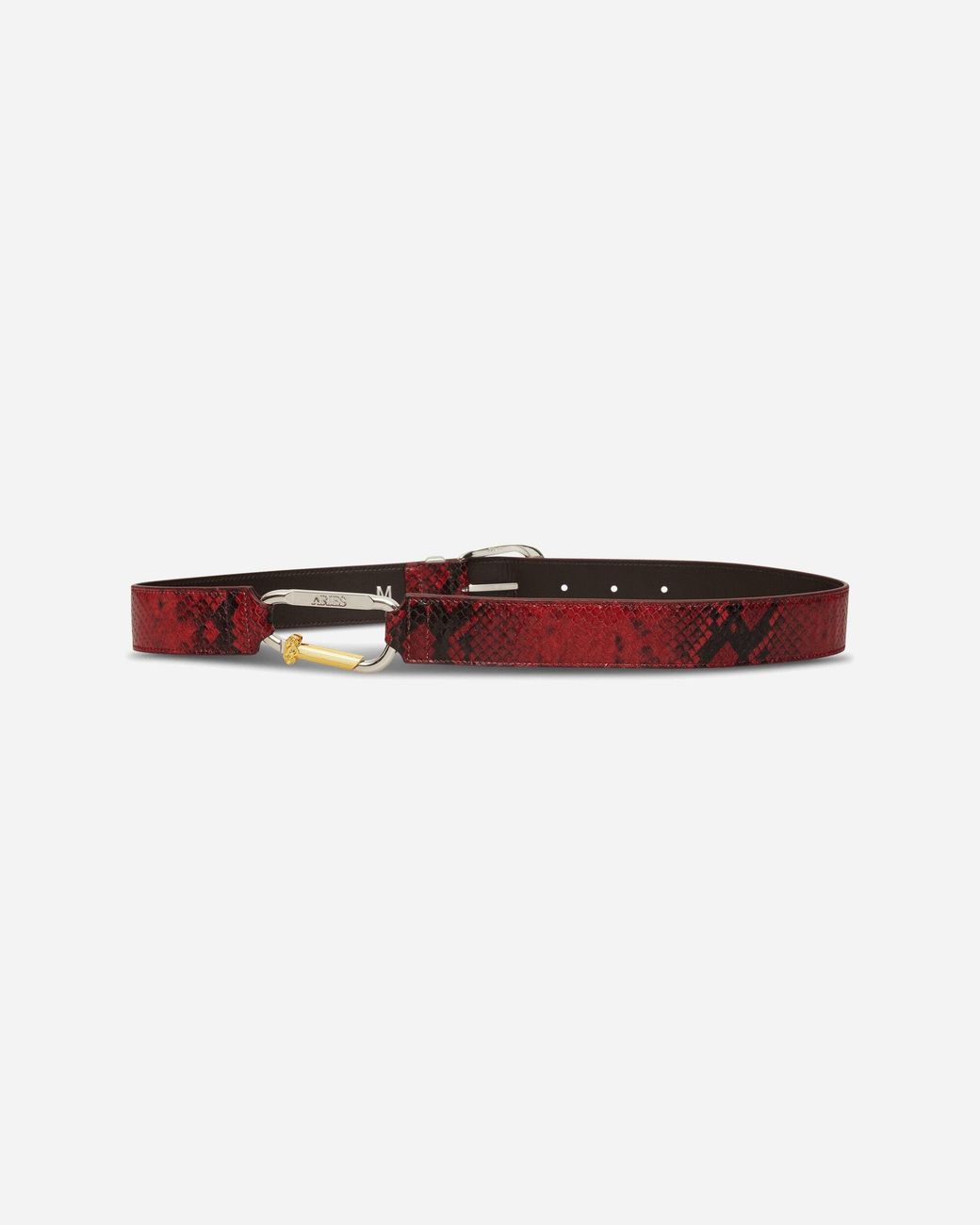 Aries White Snake Print Leather Mazzo Belt for men