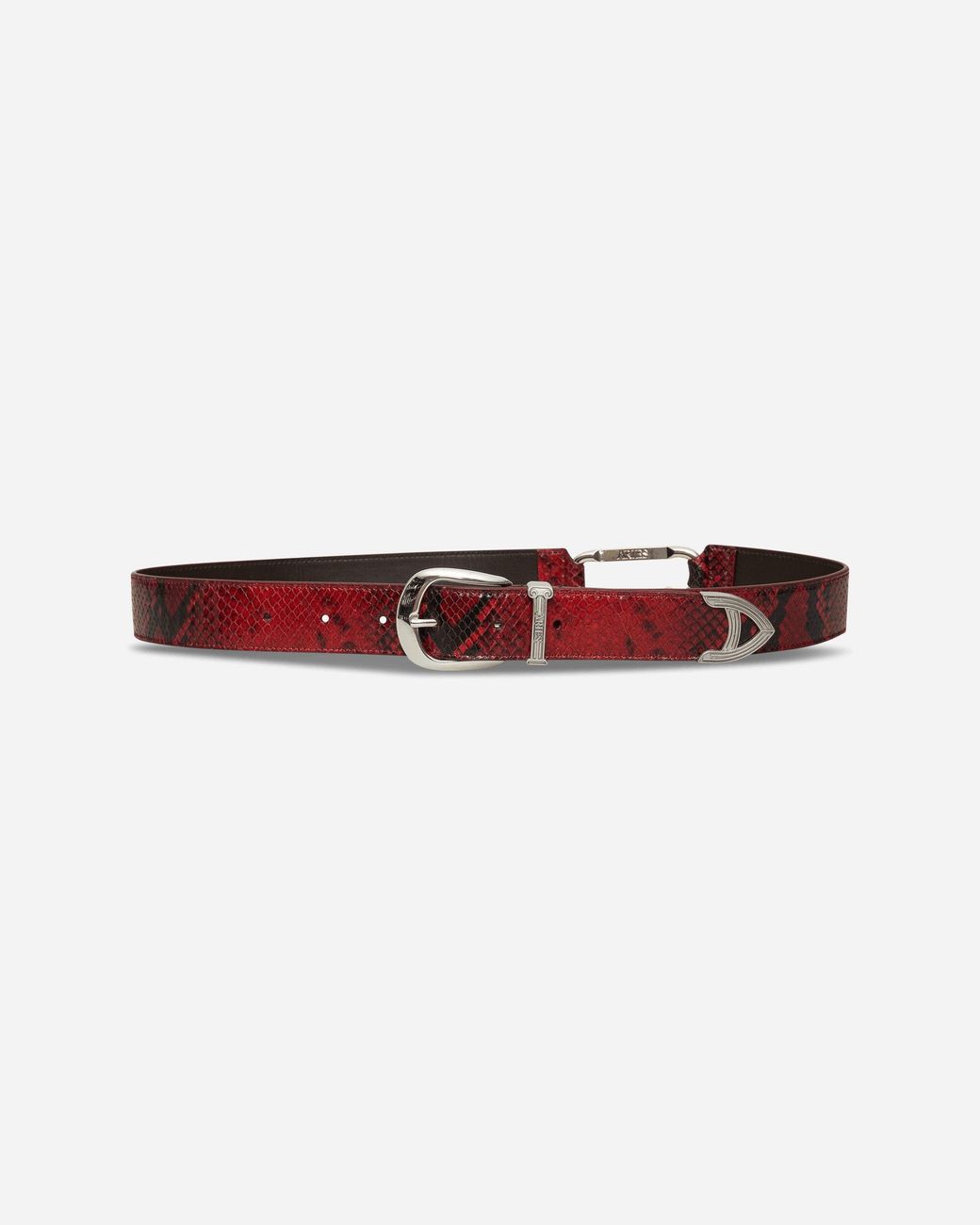 Aries White Snake Print Leather Mazzo Belt for men