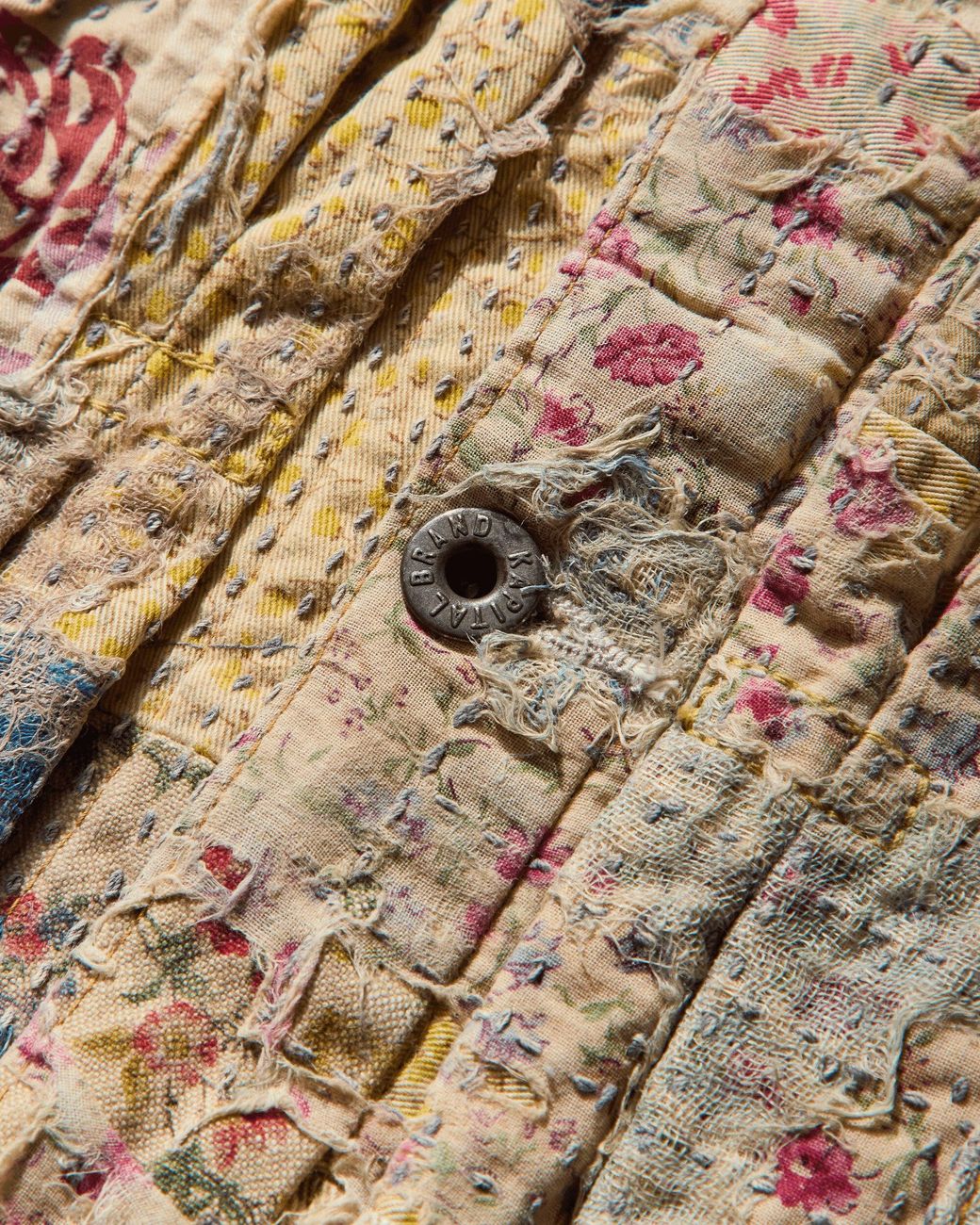 Kapital Natural Men S Champetre Boro Spring Jacket Gray / Beige for men