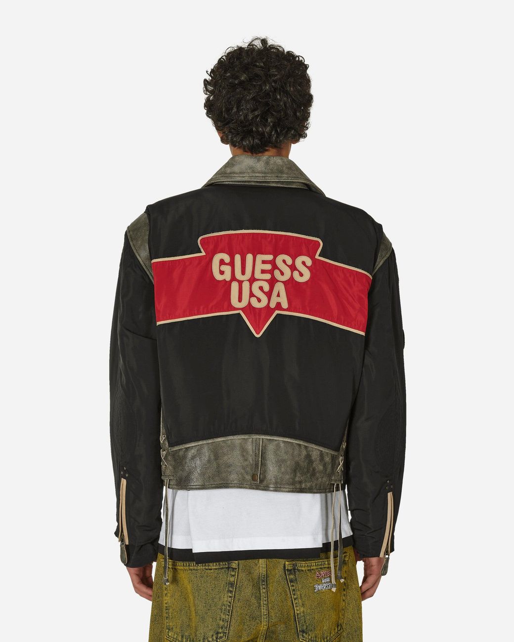 Guess Black Nylon Moto Jacket Jet for men