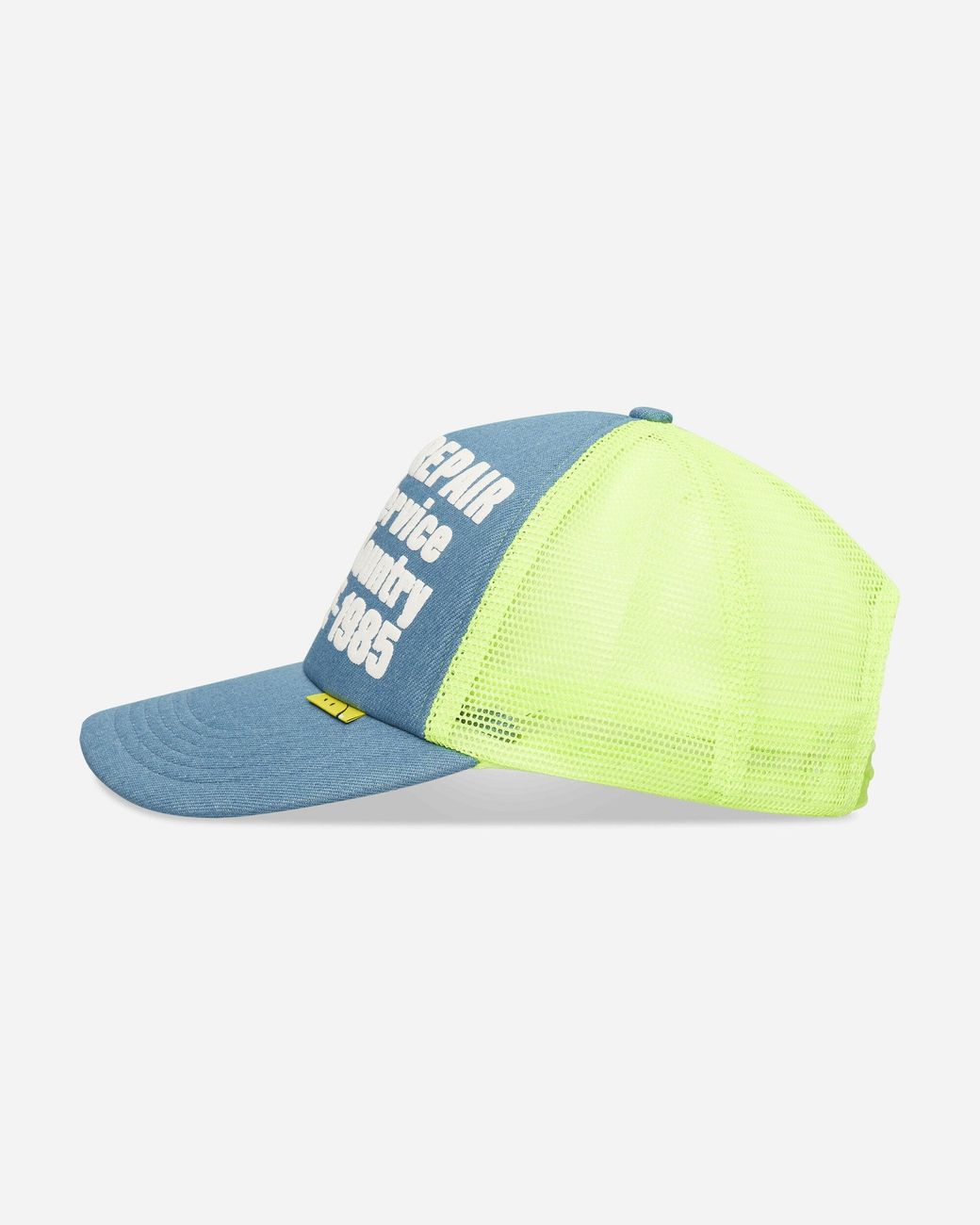 Kapital Blue Denim Repair Service Denim Track Cap Neon for men
