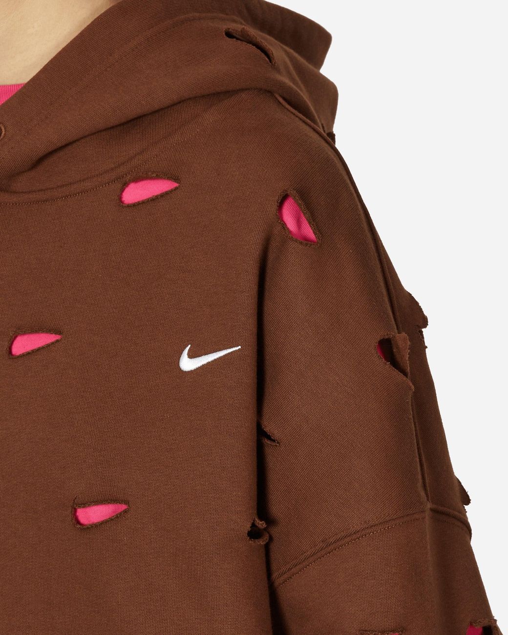 brown nike hoodie middle swoosh
