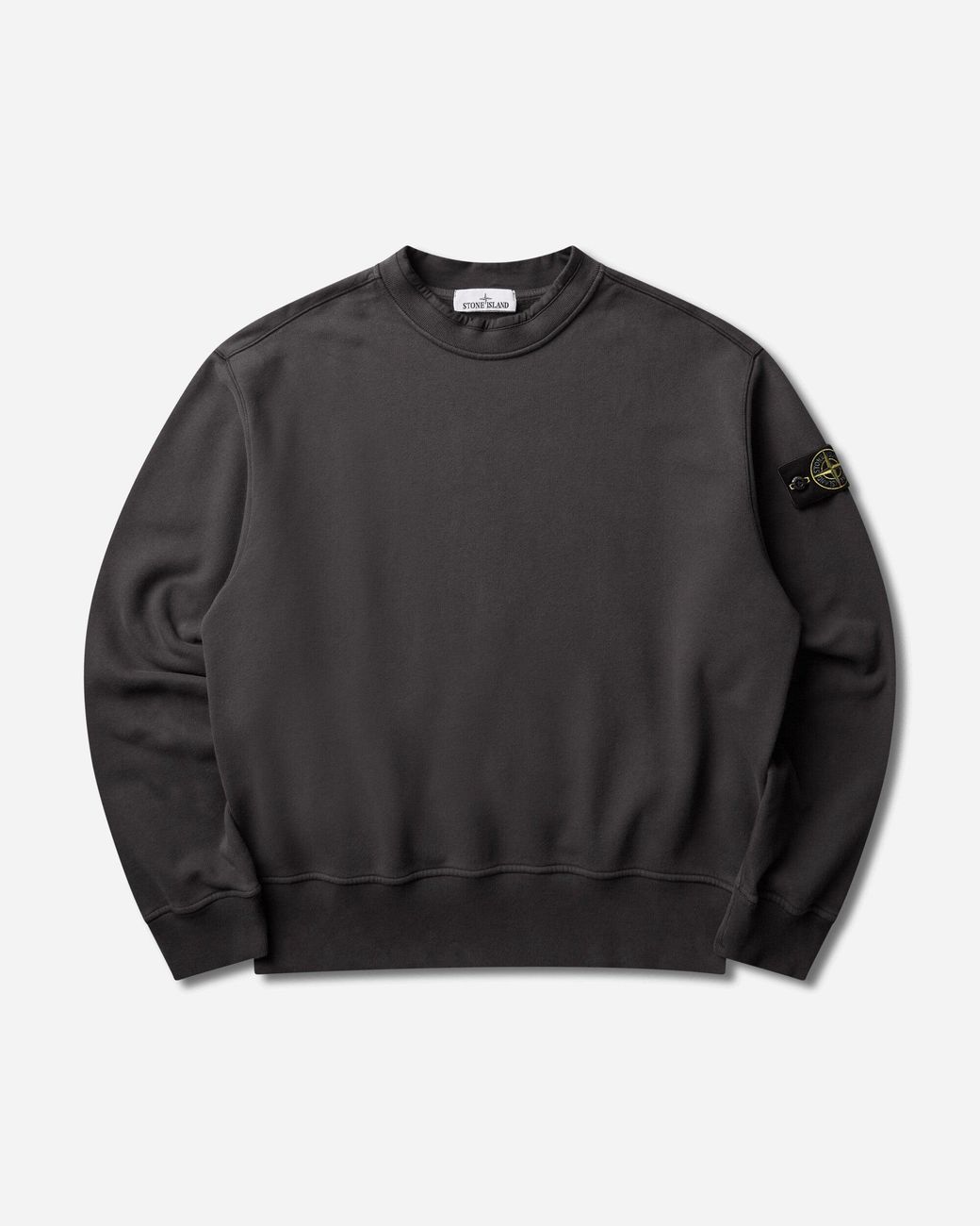 Stone Island Black Organic Cotton Fleece Crewneck Sweatshirt Lead for men
