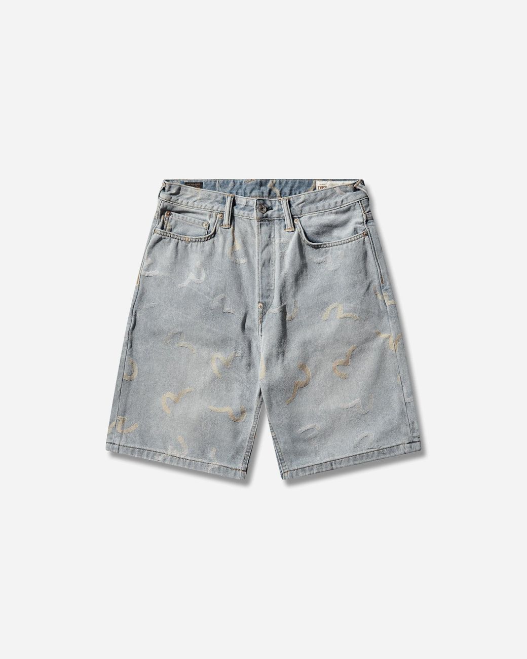 Evisu Blue Men S All-over Seagull Jacquard Denim Shorts Indigo for men