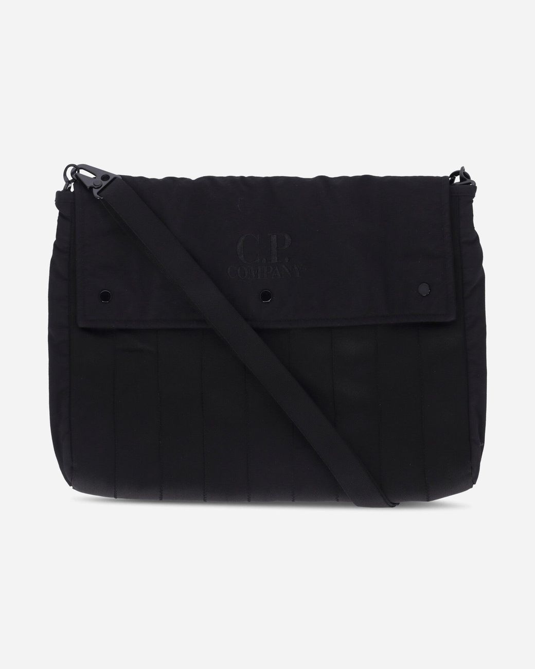 C P Company Black Herringbone Logo Bag for men