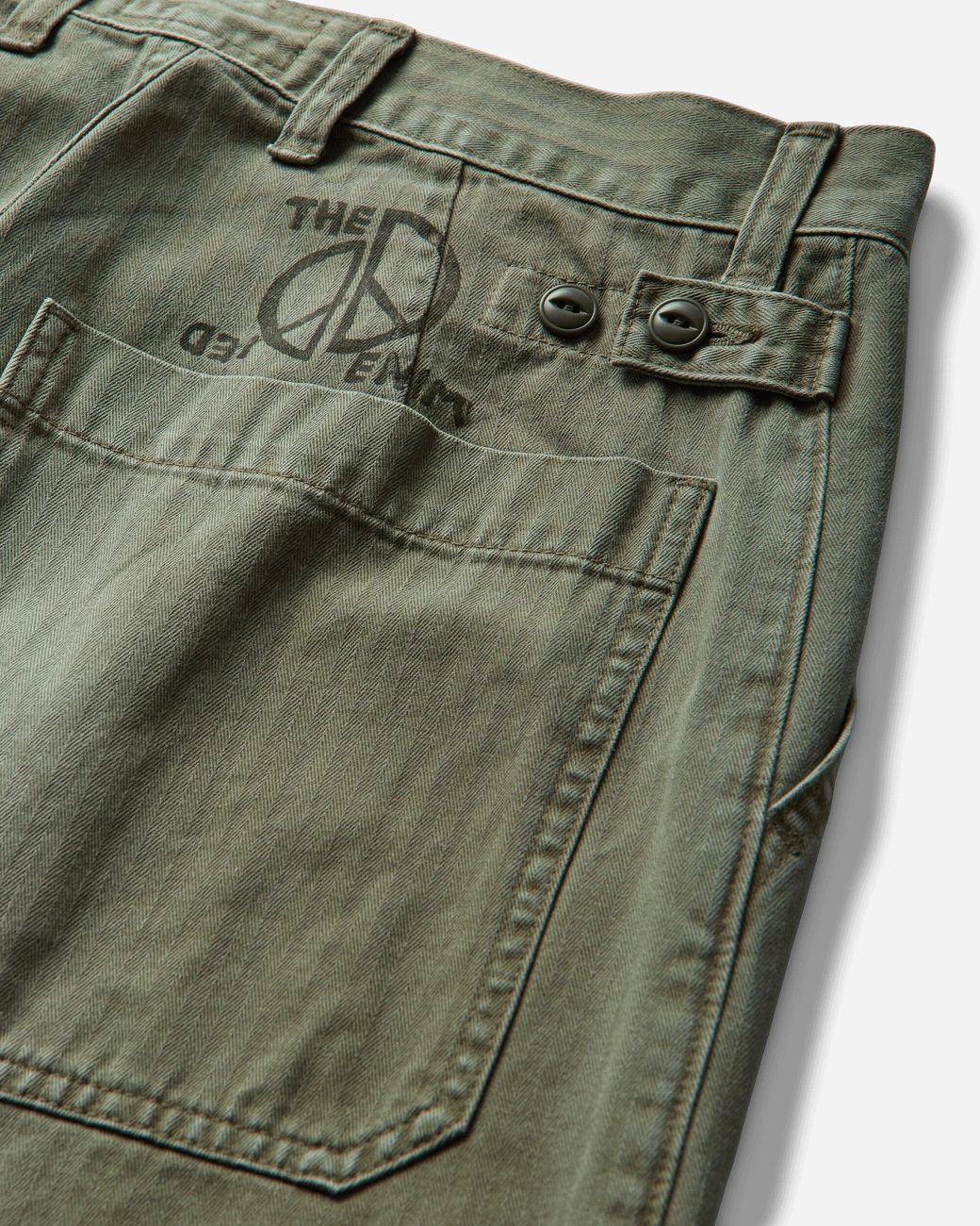 Kapital Green Men S Herringbone Fatigue baggy Pants (rushfiled Remake) Khaki for men