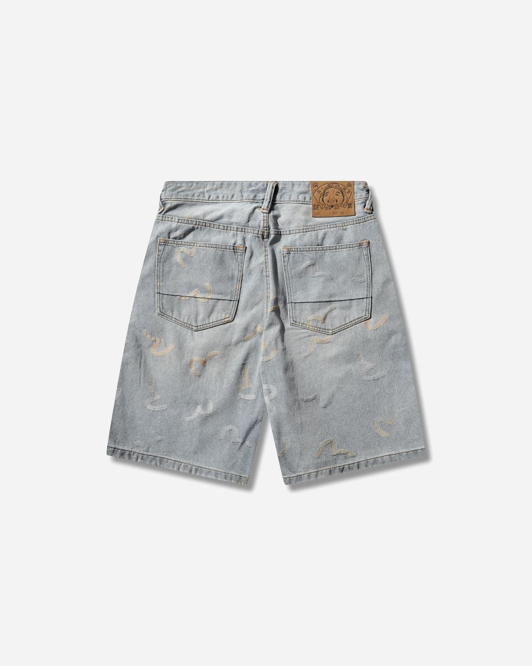 Evisu Blue Men S All-over Seagull Jacquard Denim Shorts Indigo for men