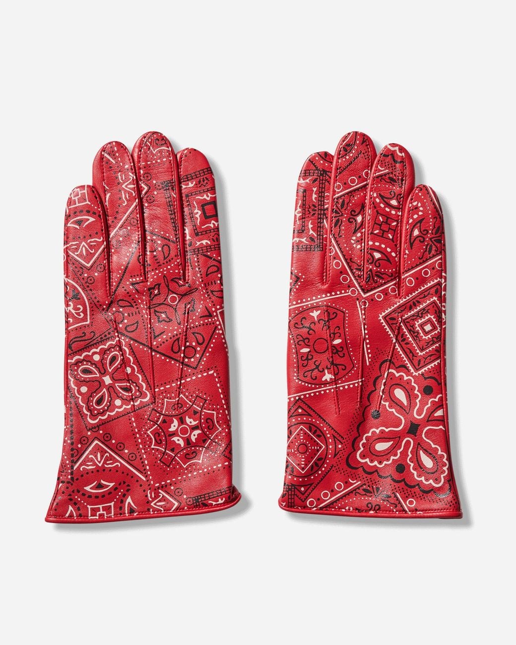 Kapital Leather Cookie Bandana Gloves in Red for Men | Lyst