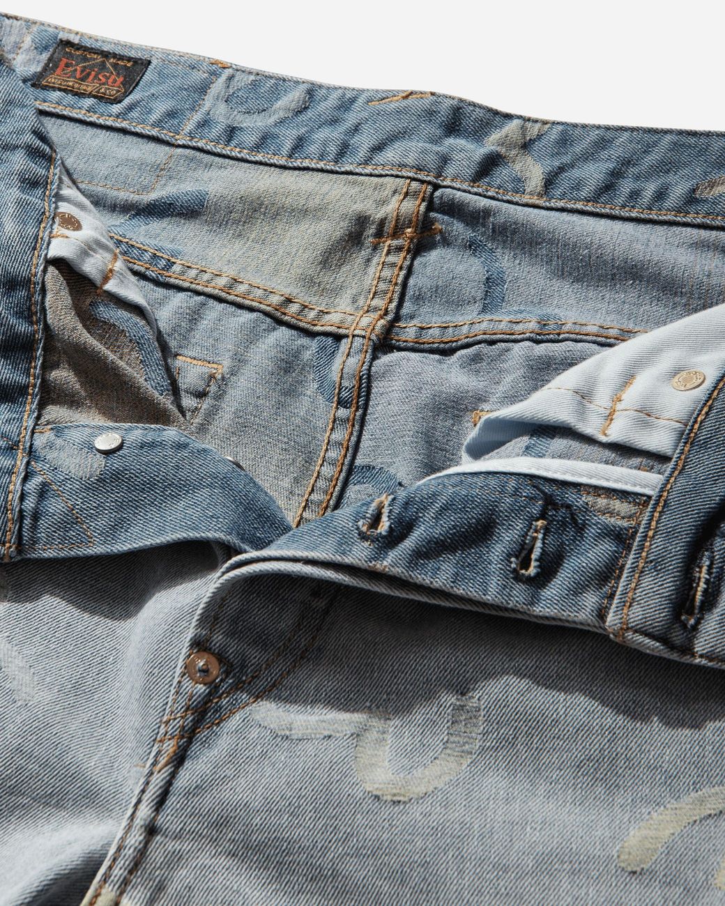 Evisu Blue Men S All-over Seagull Jacquard Denim Shorts Indigo for men