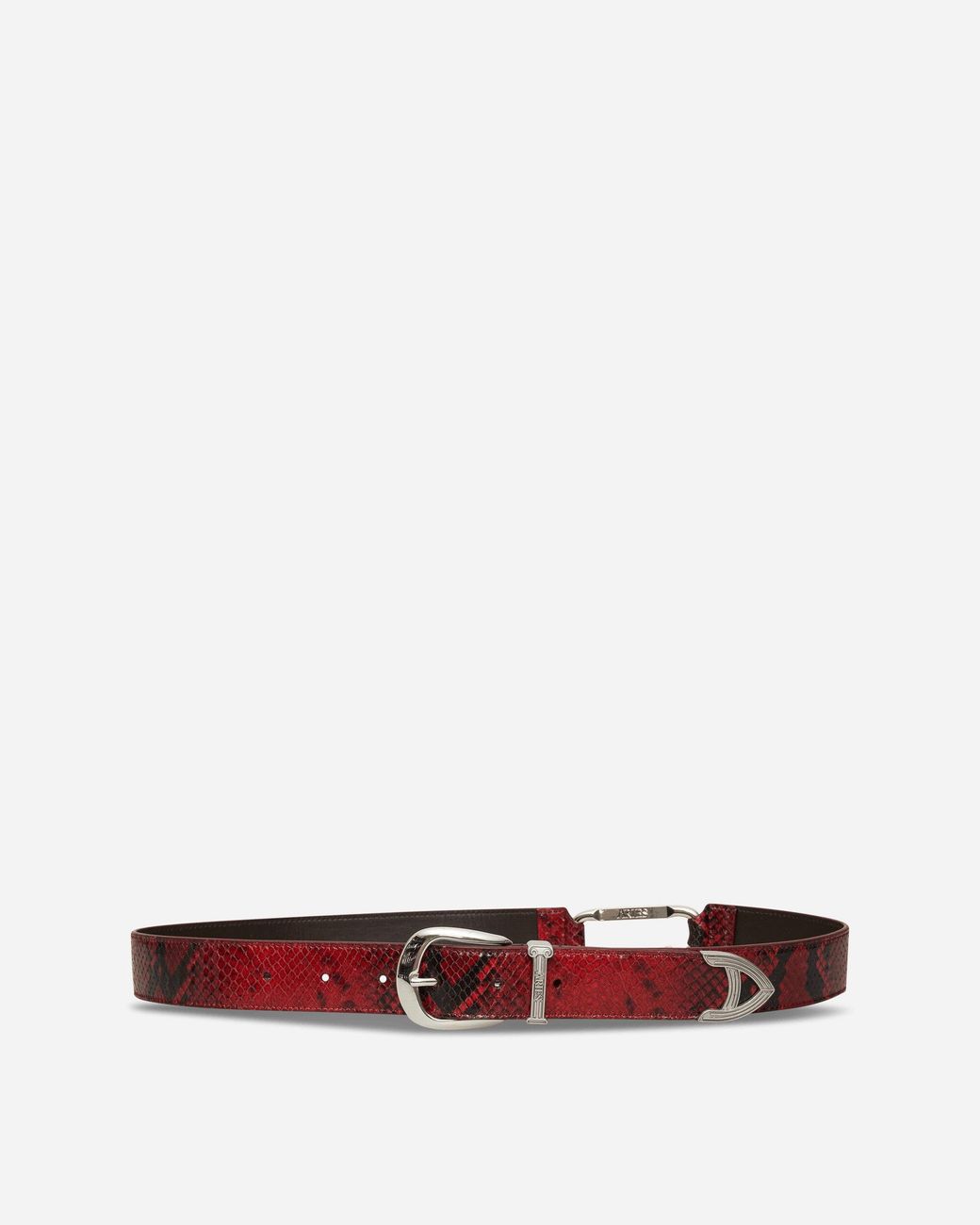 Aries White Snake Print Leather Mazzo Belt for men