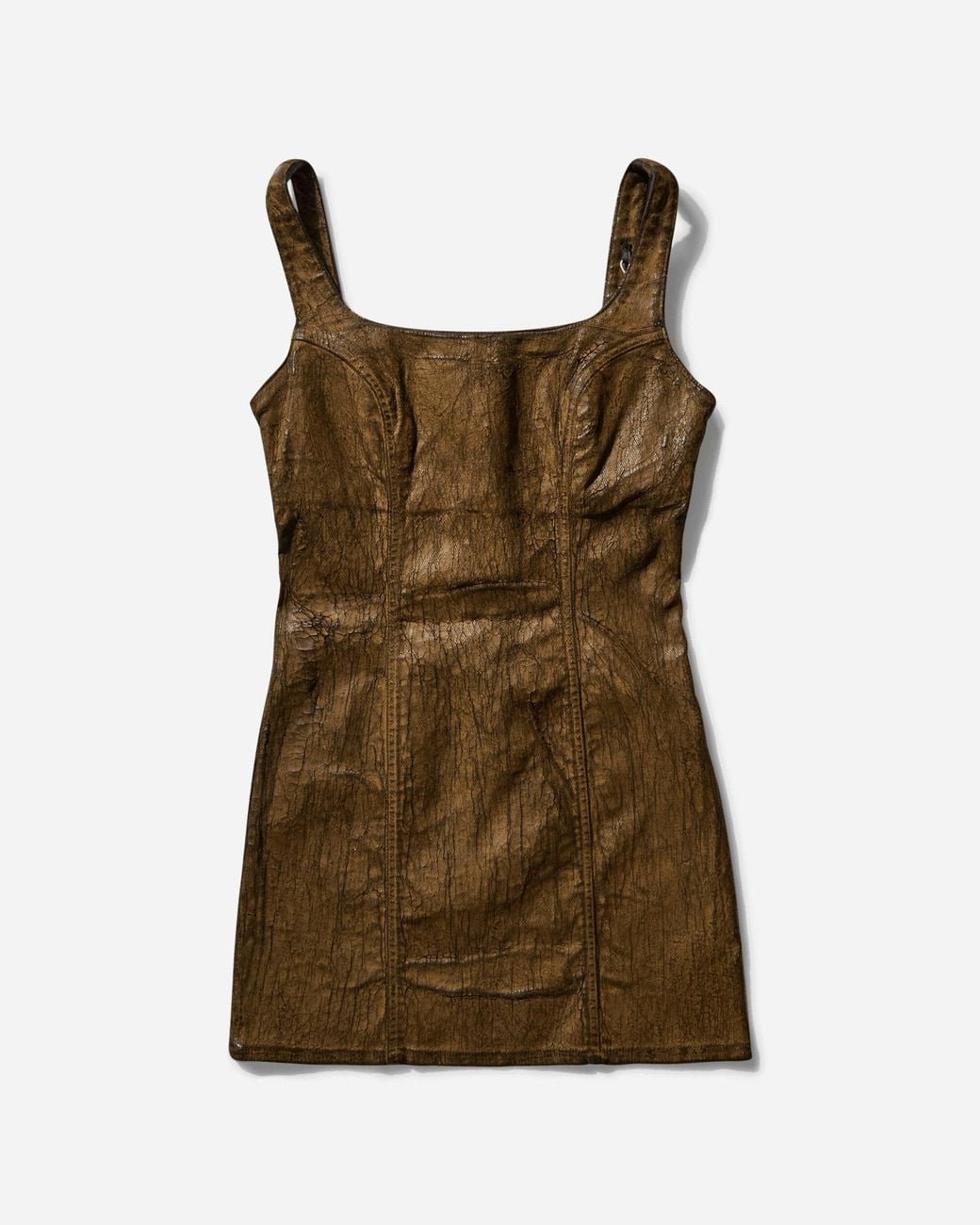 Guess Brown Women S Crackle Denim Dress Dark Earth