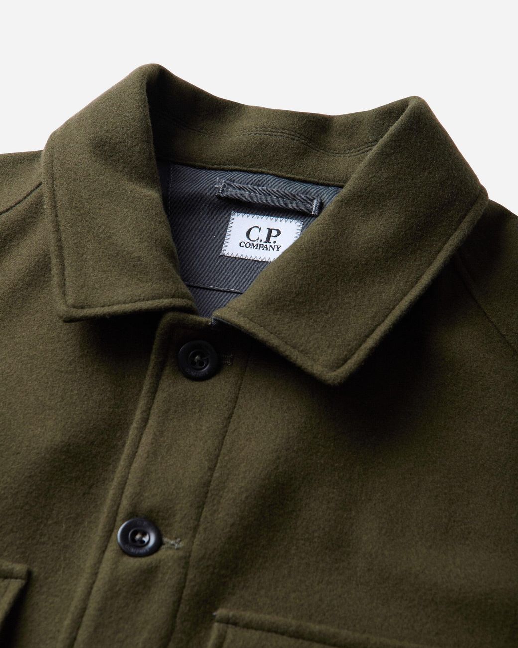 C P Company Green Men S Felted Wool Overshirt Ivy for men