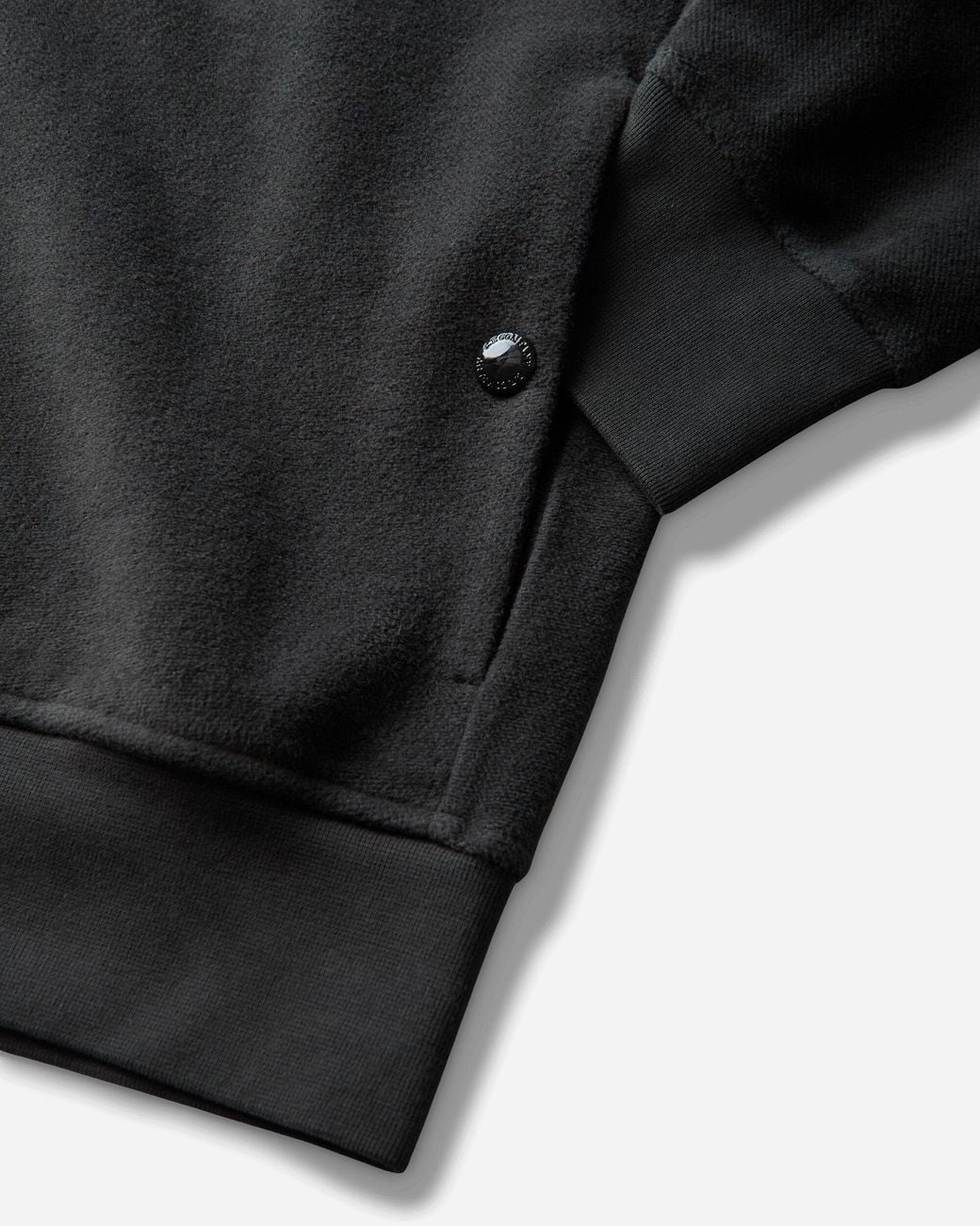 C P Company Black S Brushed Emerized Diagonal Fleece Button Sweatshirt Raven for men