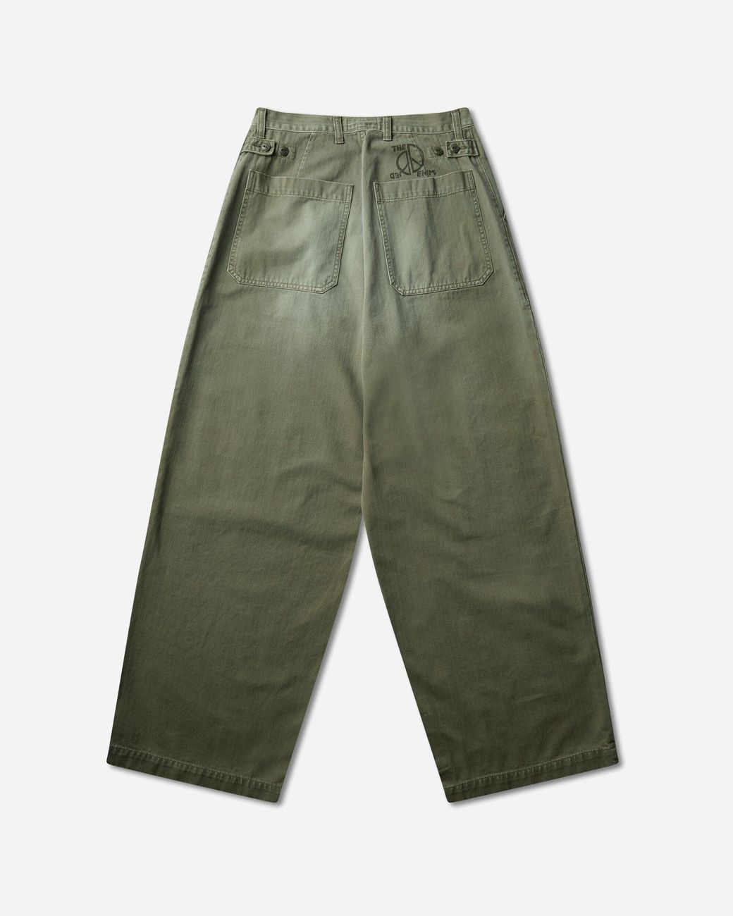 Kapital Green Men S Herringbone Fatigue baggy Pants (rushfiled Remake) Khaki for men