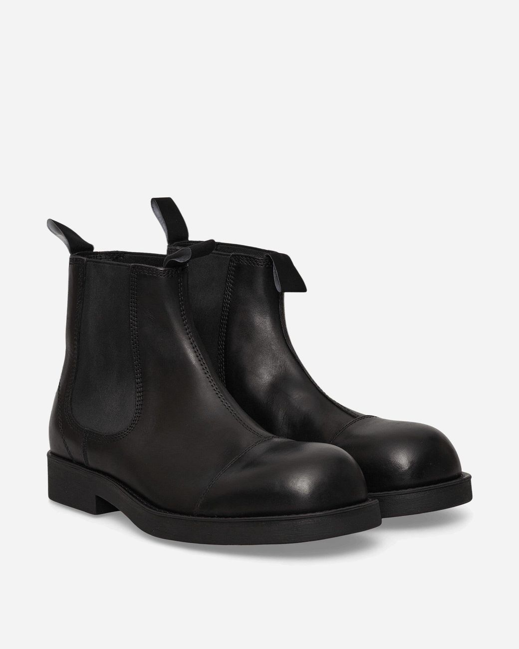 MM6 by Maison Margiela Black Leather Biker Chelsea Boots for men