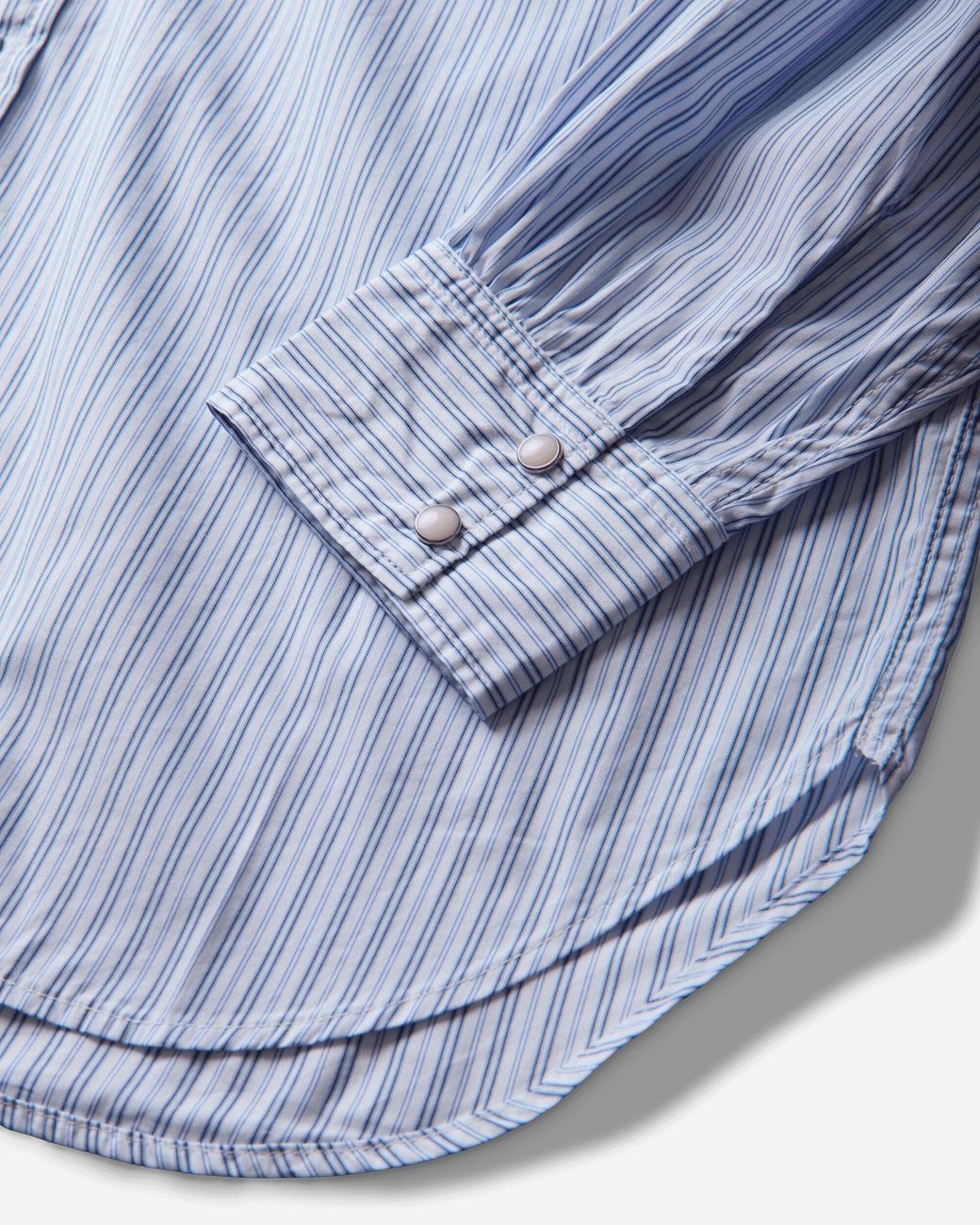 Kapital Blue Men S Cotton Stripe Fringed Husky Western Shirt Big Border for men