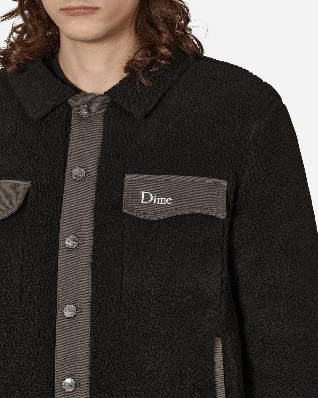 Dime Black Sherpa Denim Jacket for men