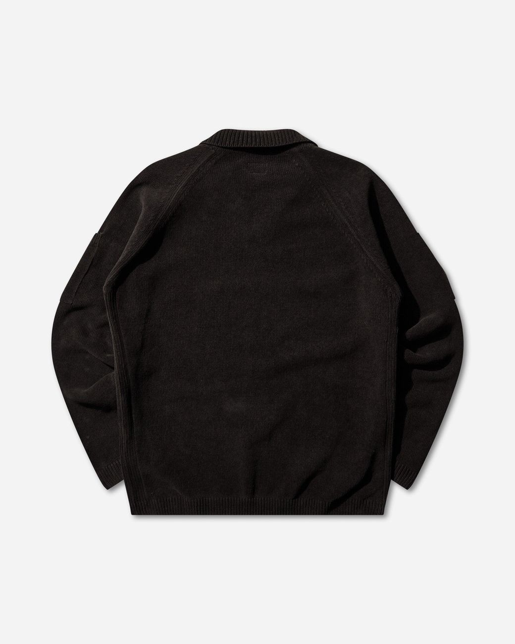 C P Company Black S Chenille Cotton Polo Lens Sweater for men