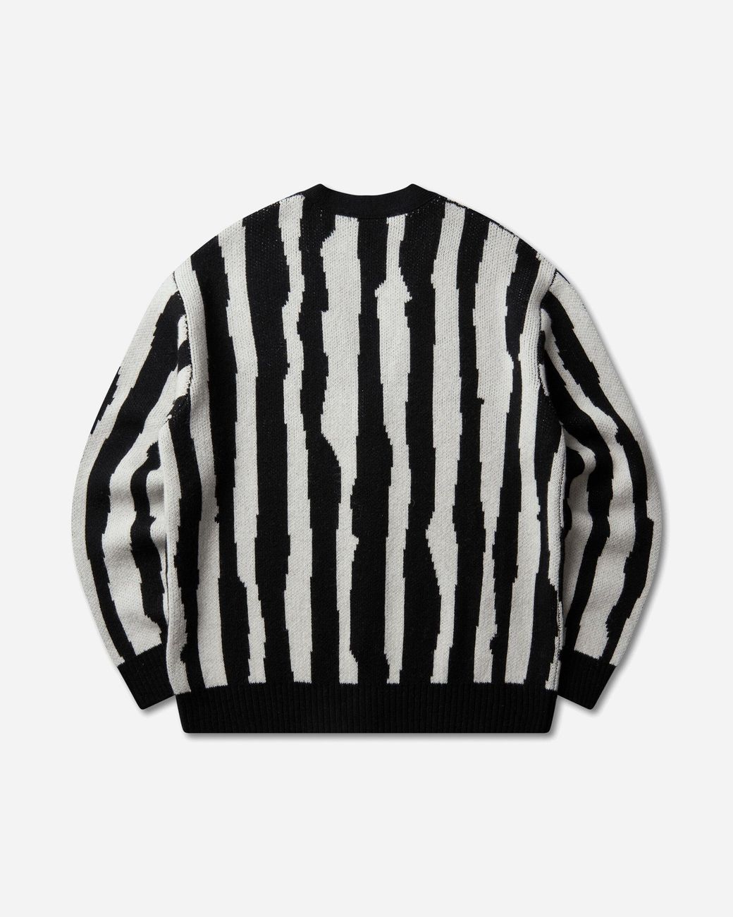 Undercover Men S Jacquard Wool Cardigan Black Stripe for men