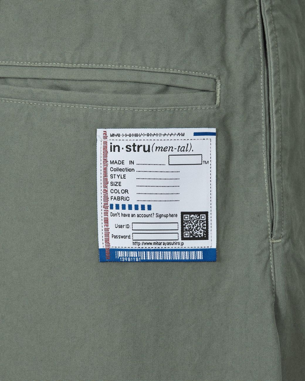 in・stru(men-tal) Green No Side Seam Long Pants for men