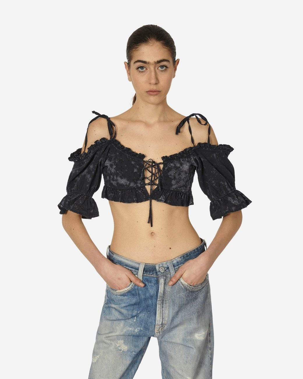 Guess Blue Dyed Sangallo Top Washed Out