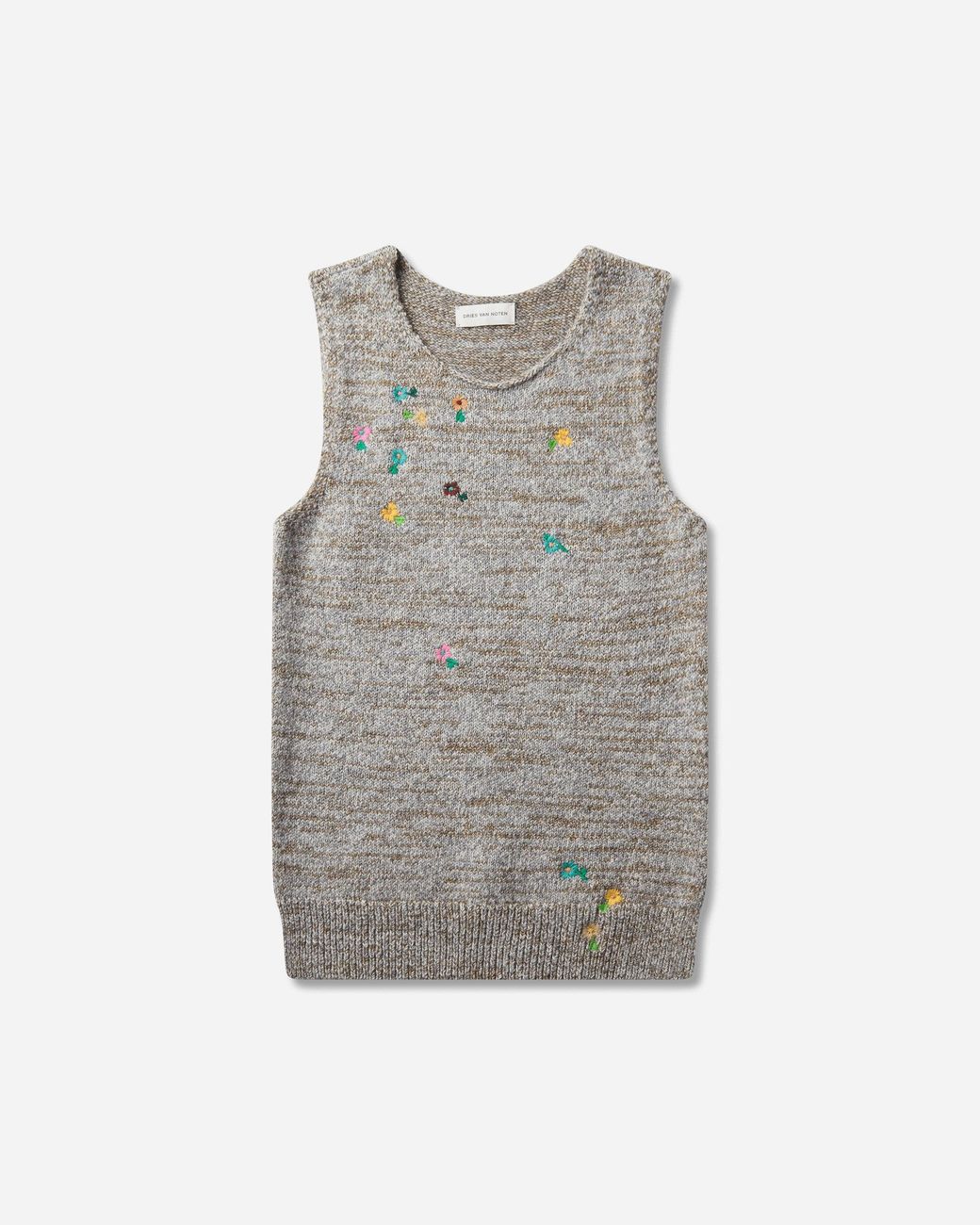 Dries Van Noten Gray S Embroidered Wool Sleeveless Sweater Light for men